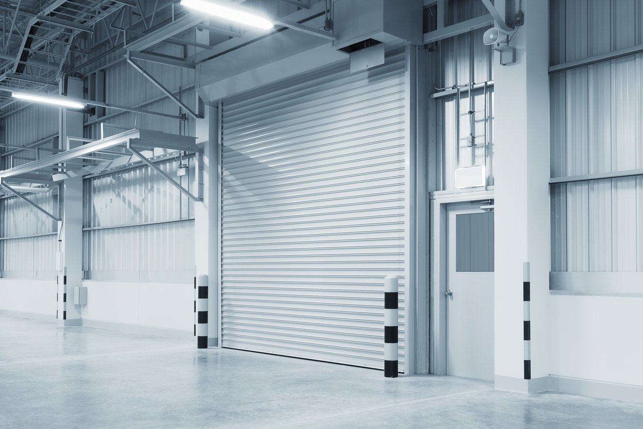 Roller shutter inside an industrial building
