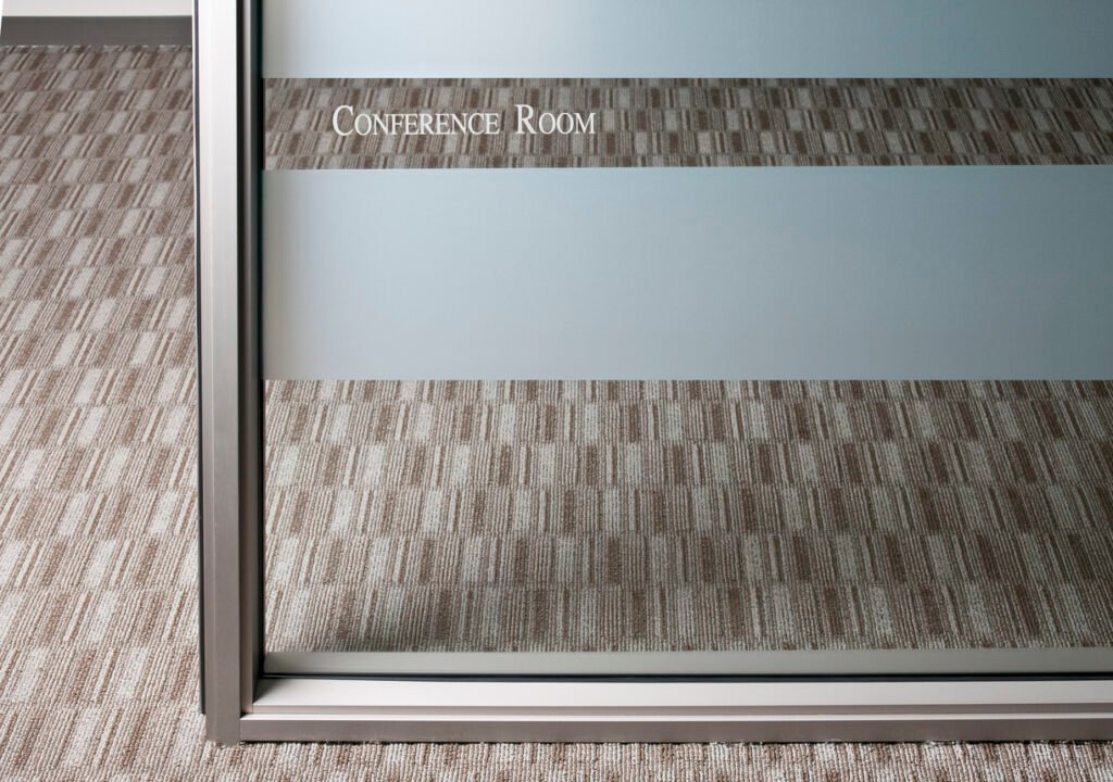 Glass conference room door and partition